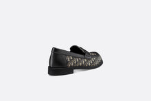 Load image into Gallery viewer, Kid&#39;s Loafer • Beige and Blue Dior Oblique Jacquard and Black Smooth Calfskin
