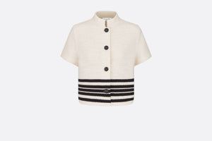 Short-Sleeved Dior Marinière Jacket • White and Black Cotton and Silk Knit