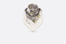 Load image into Gallery viewer, Butterfly Around the World 90 Square Scarf • White and Pastel Peyote Green Silk Twill
