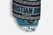 Load image into Gallery viewer, Dway Slide • Denim Blue Multicolor Embroidered Cotton with Butterfly Bandana Motif
