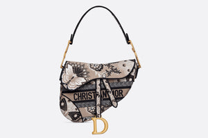 Saddle Bag • Beige Multicolor Butterfly Bandana Embroidery
