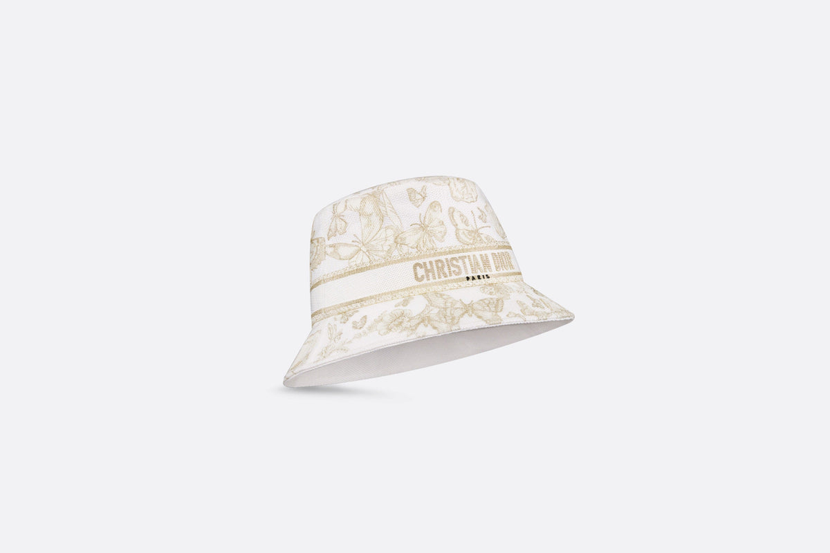 D-Bobby Toile de Jouy Mexico Small Brim Bucket Hat • White and Gold-To ...
