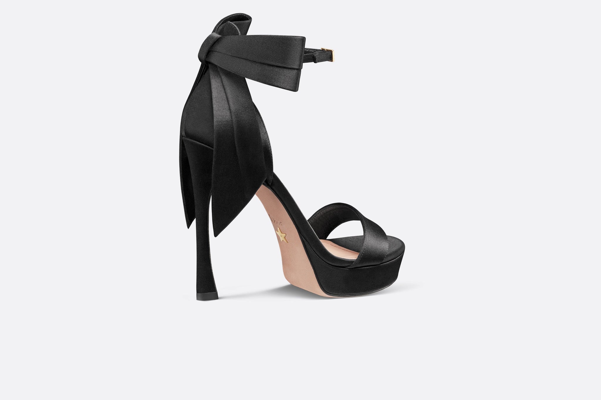 Mlle Dior Heeled Sandal • Black Satin – Dior Couture UAE