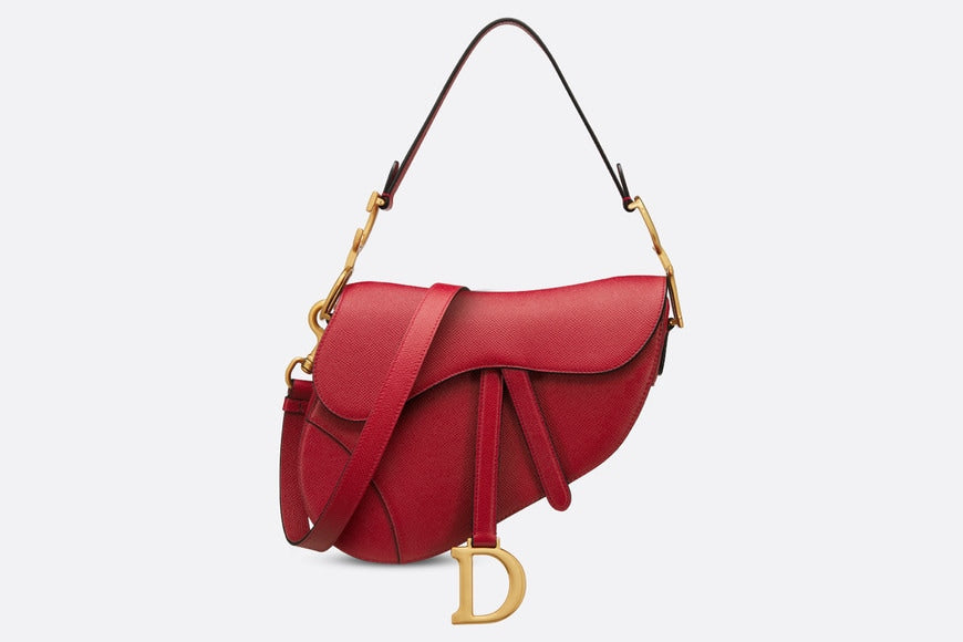 Saddle Bag with Strap • Amaryllis Red Grained Calfskin