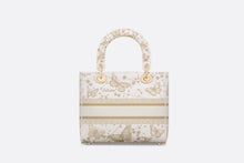 Load image into Gallery viewer, Medium Lady D-Lite Bag • Gold-Tone and White Butterfly Zodiac Embroidery
