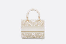 Load image into Gallery viewer, Medium Lady D-Lite Bag • Gold-Tone and White Butterfly Around The World Embroidery
