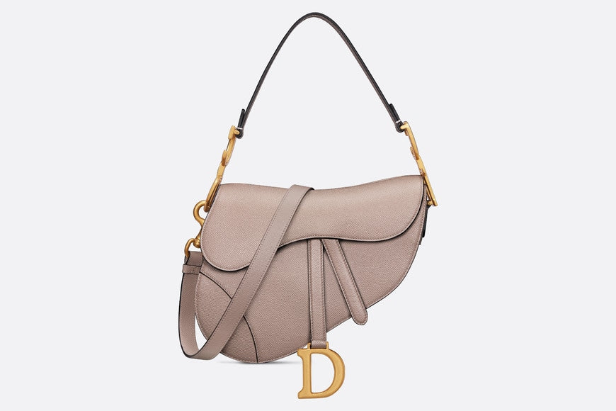 Saddle Bag with Strap • Warm Taupe Grained Calfskin