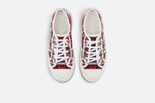 Load image into Gallery viewer, Walk&#39;n&#39;Dior Platform Sneaker • White and Red Embroidered Cotton with Le Cœur des Papillons Motif
