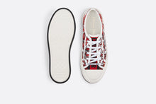 Load image into Gallery viewer, Walk&#39;n&#39;Dior Platform Sneaker • White and Red Embroidered Cotton with Le Cœur des Papillons Motif
