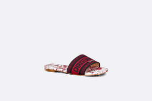 Dway Slide • White and Red Embroidered Cotton with Le Cœur des Papillons Motif
