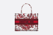Load image into Gallery viewer, Medium Dior Book Tote • White and Red Le Cœur des Papillons Embroidery (36 x 27.5 x 16.5 cm)
