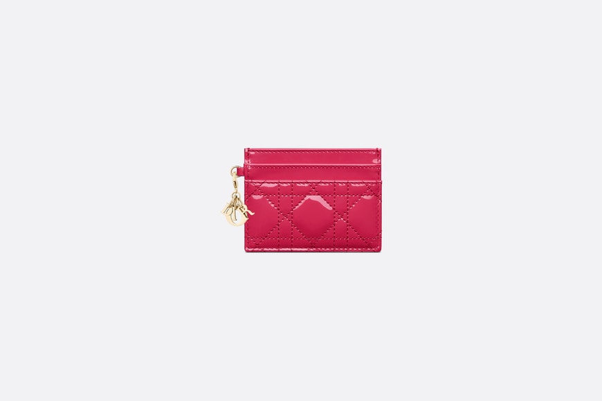 Lady Dior Five-Slot Card Holder • Passion Pink Patent Cannage Calfskin