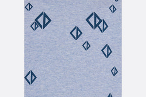 Kid's T-Shirt • Heathered Blue Cotton Jersey Printed with Deep Blue Cascade of CD Diamond Motifs
