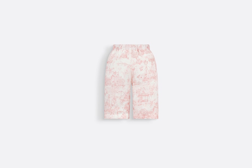 Baby Loose-Fitting Pants • Ivory Satin-Finish Voile with Pale Pink Toile de Jouy Paris Print