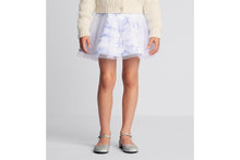 Load image into Gallery viewer, Kid&#39;s Short Flared Skirt • Ivory Technical Fabric with Blue Toile de Jouy Paris Print and Ivory Tulle
