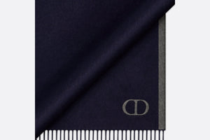 Double-Sided CD Icon Scarf • Navy Blue and Gray Silk