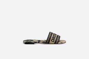 Dway Slide • Beige and Black Cotton Embroidered with Fleurs Mystiques Motif
