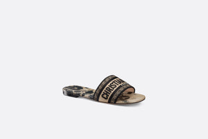 Dway Slide • Beige and Black Cotton Embroidered with Fleurs Mystiques Motif