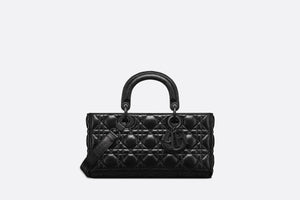 Medium Lady D-Joy Bag • Black Crinkled Cannage Calfskin