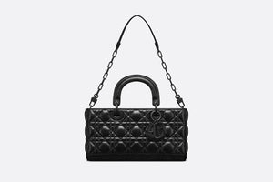 Medium Lady D-Joy Bag • Black Crinkled Cannage Calfskin