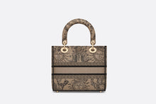 Load image into Gallery viewer, Medium Lady D-Lite Bag • Beige and Black Toile de Jouy Soleil Embroidery
