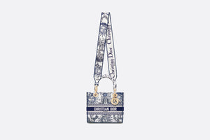 Medium Lady D-Lite Bag • White and Navy Blue Toile de Jouy Soleil Embroidery
