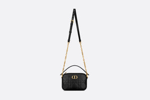 Small Dior Caro Top Handle Camera Bag • Black Macrocannage Calfskin