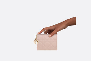 Mini Lady Dior Wallet • Powder Pink Cannage Lambskin
