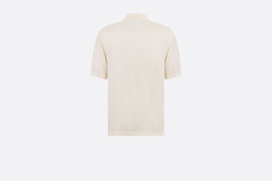 CD Diamond Polo Shirt • White Cotton Piqué and Silk