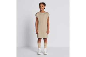 Kid's A-Line Dress • Metallic Gold-Tone Dior Oblique Knit-Blend Jacquard