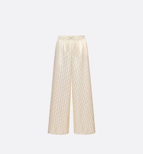 Dior Or Pants • White and Gold-Tone Silk Twill with Dior Oblique Motif