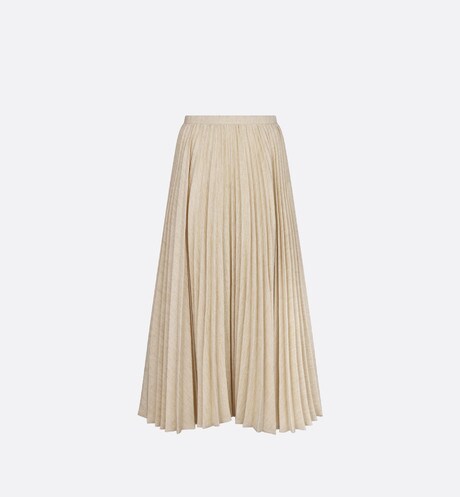 Dior Or Mid-Length Pleated Skirt • Iridescent Gold-Tone Lightweight Cotton Denim