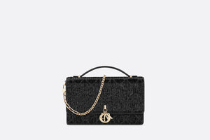 My Dior Top Handle Bag • Black Cannage Embroidered Cotton with Micropearls