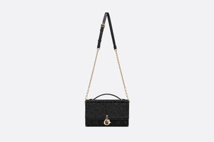 My Dior Top Handle Bag • Black Cannage Embroidered Cotton with Micropearls