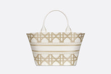 Load image into Gallery viewer, Hat Basket Bag • White and Gold-Tone Macrocannage Embroidery
