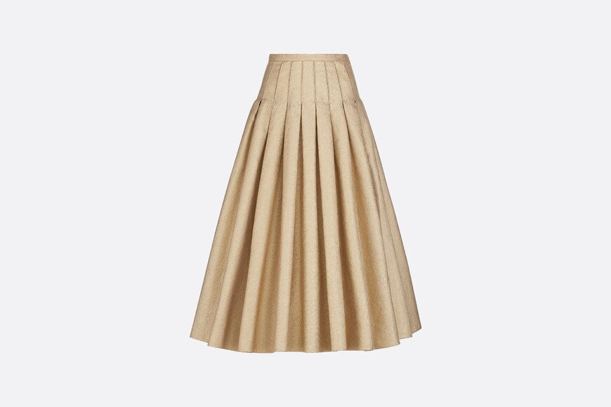 Dior Or Mid-Length Pleated Skirt • Gold-Tone Technical Cotton and Silk