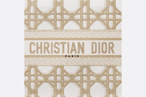 Medium Dior Book Tote • White and Gold-Tone Macrocannage Embroidery (36 x 27.5 x 16.5 cm)