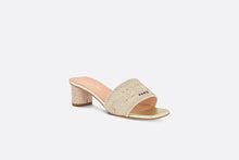 Load image into Gallery viewer, Dior Or Dway Heeled Slide • Cotton Embroidered with Gold-Tone Metallic Thread and Strass
