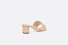 Load image into Gallery viewer, Dior Or Dway Heeled Slide • Cotton Embroidered with Gold-Tone Metallic Thread and Strass

