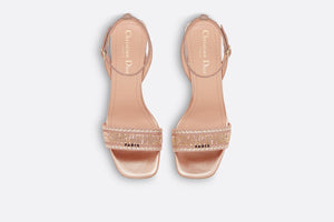Dior Or Dway Heeled Sandal • Rose Gold-Tone Cotton Embroidered with Metallic Thread and Strass