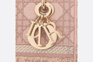 Medium Dior Or Lady D-Lite Bag • Pink Cannage Embroidery with Metallic Thread and Strass