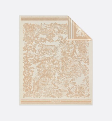 Dior Or Toile de Jouy Sauvage Blanket • Ivory Cashmere Blend and Metallic Gold-Tone Thread