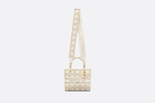 Load image into Gallery viewer, Medium Lady D-Lite Bag • White and Gold-Tone Macrocannage Embroidery
