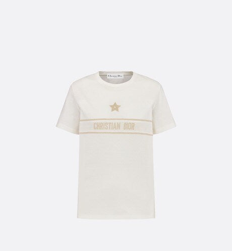 Dior Or T-shirt • White and Gold-Tone Technical Cotton Jersey