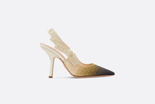 Load image into Gallery viewer, Dior Or J&#39;Adior Slingback Pump • Cotton Embroidered with Metallic Thread and Gradient Black and Gold-Tone Strass
