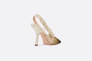 Dior Or J'Adior Slingback Pump • Cotton Embroidered with Metallic Thread and Gradient Black and Gold-Tone Strass