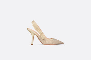 Dior Or J'Adior Slingback Pump • Cotton Embroidered with Gold-Tone Metallic Thread and Strass