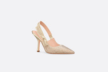 Load image into Gallery viewer, Dior Or J&#39;Adior Slingback Pump • Cotton Embroidered with Gold-Tone Metallic Thread and Strass
