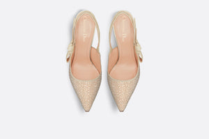 Dior Or J'Adior Slingback Pump • Cotton Embroidered with Gold-Tone Metallic Thread and Strass