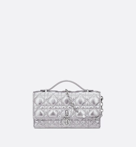 Dior Or My Dior Mini Bag • Metallic Silver-Tone Crinkled Cannage Calfskin